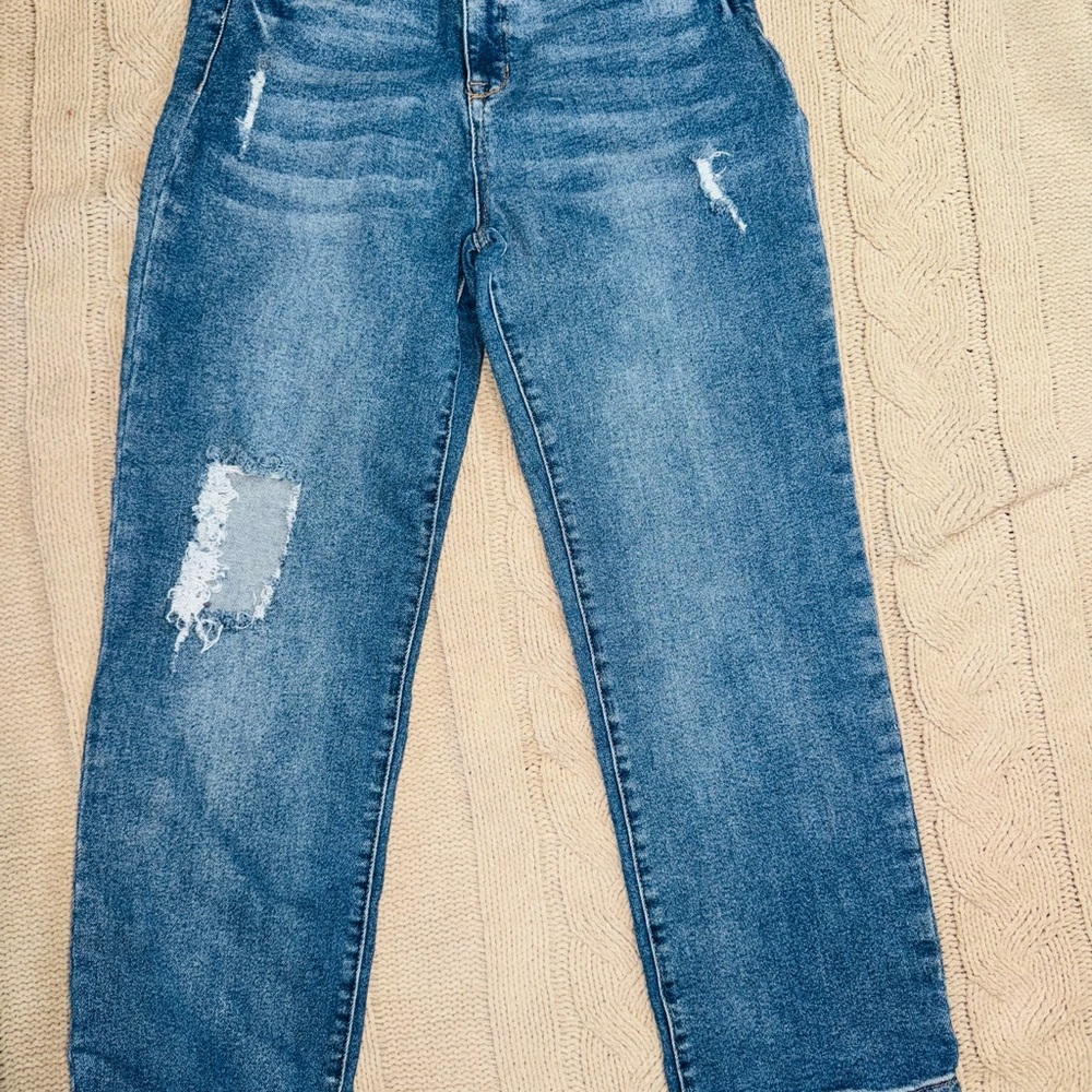 Fashion Nova Blue Distressed Boyfriend Jeans